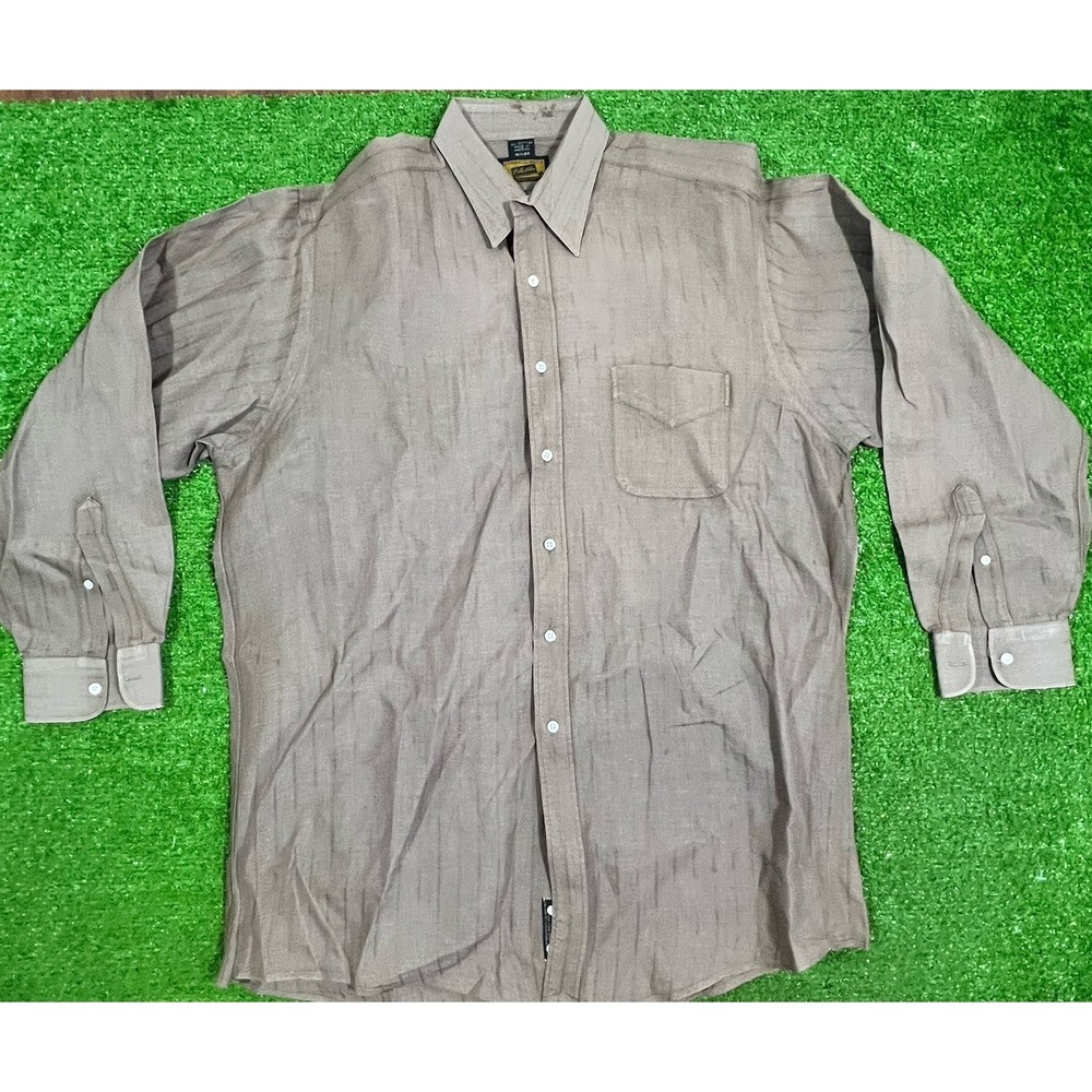 Vintage Ferrell Reed Western Shirt XL 80s Button Down Brown Vertical Stripes